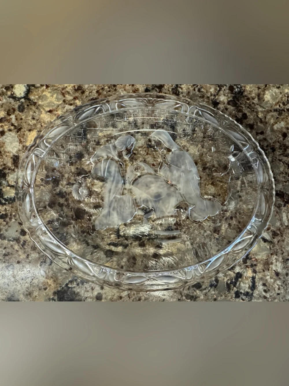 Mikasa Clear Glass Christmas Nativity Angel Holiday Cookie Plates - Set of 2